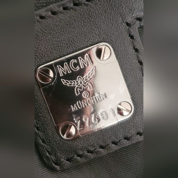 MCM Metallic Gray Cracked Leather Backpack - Picture 13 of 17